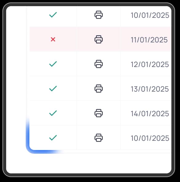 Uma ilustração de consulta dos status das notas fiscais emitidas no ERP